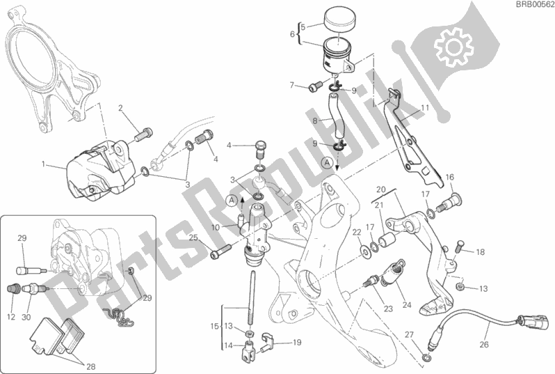 All parts for the Rear Brake System of the Ducati Supersport Thailand 950 2017